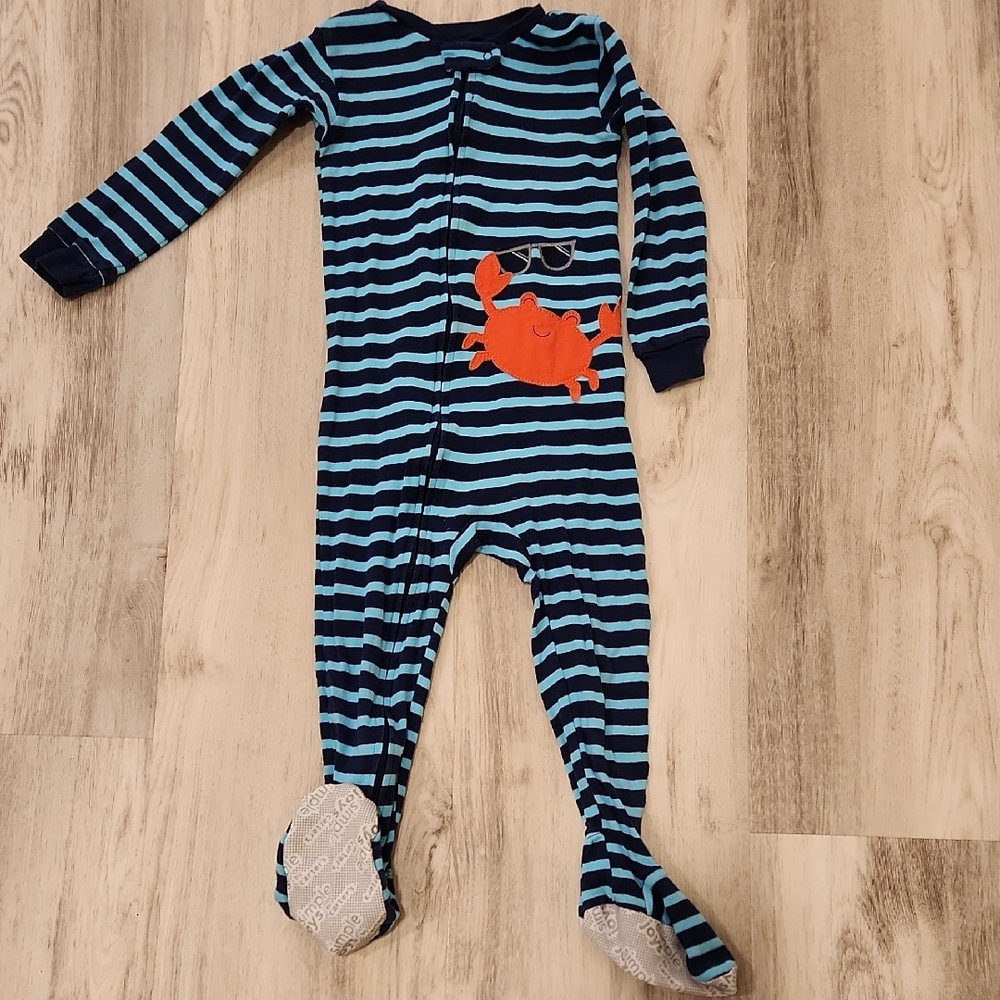 Carter's Blue Striped Footies with Appliqué 3T